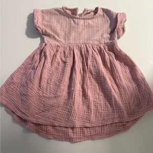 Zara Pink Textured Cotton Baby Dress